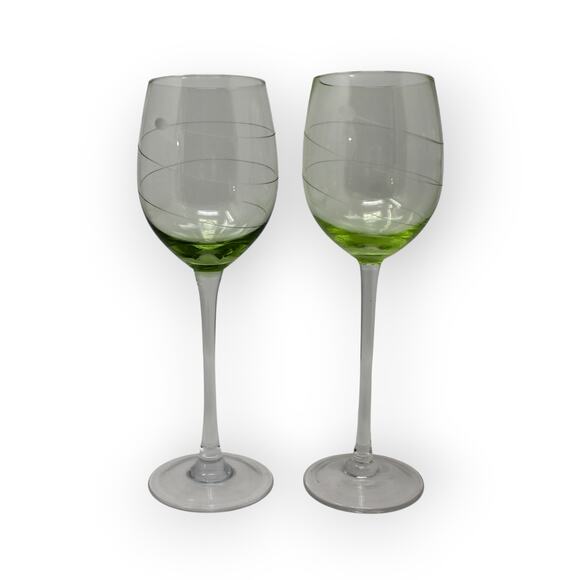 8 Lenox TUSCANY SEASONS PASTEL GOBLETS Crystal Water Wine Swirl Cut Etched - Picture 9 of 11